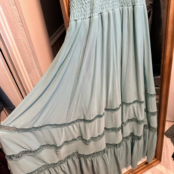 Joyfolie Claudia Boho Halter Maxi Dress Size XS teal maxi - Picture 7 of 10